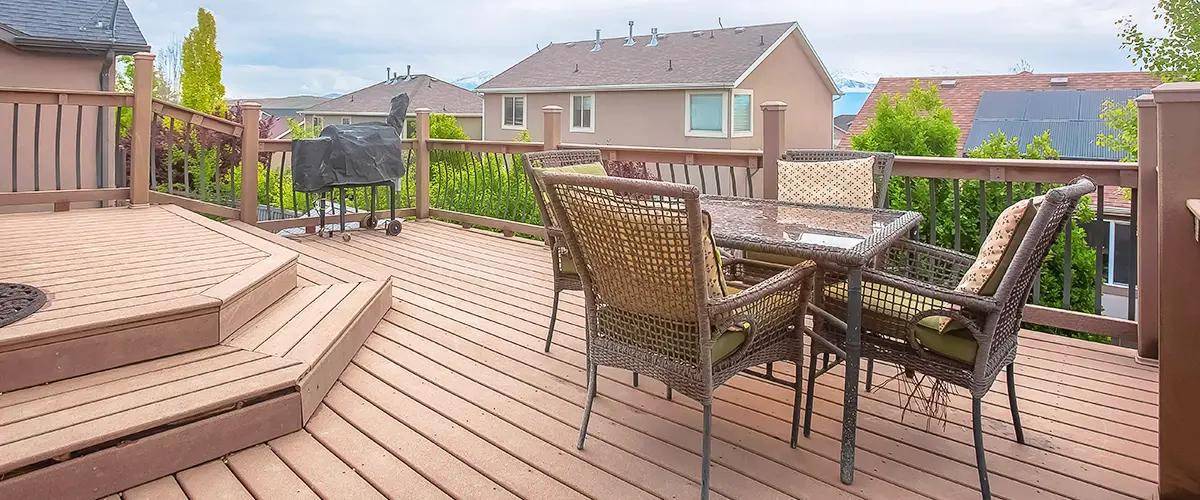 rooftop deck with furniture and bbq view